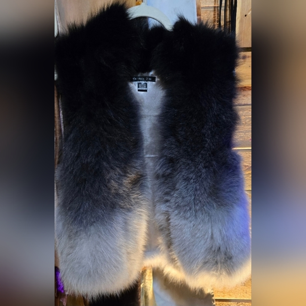Dark Blue and Gray  Fur Vest